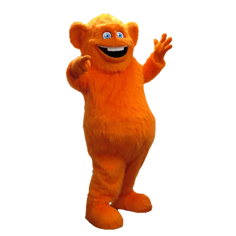 pluche oranje monster mascotte kostuum lang haar pluche kostuum hoge kwaliteit halloween monster thema anime cosplay kostuums 2082
