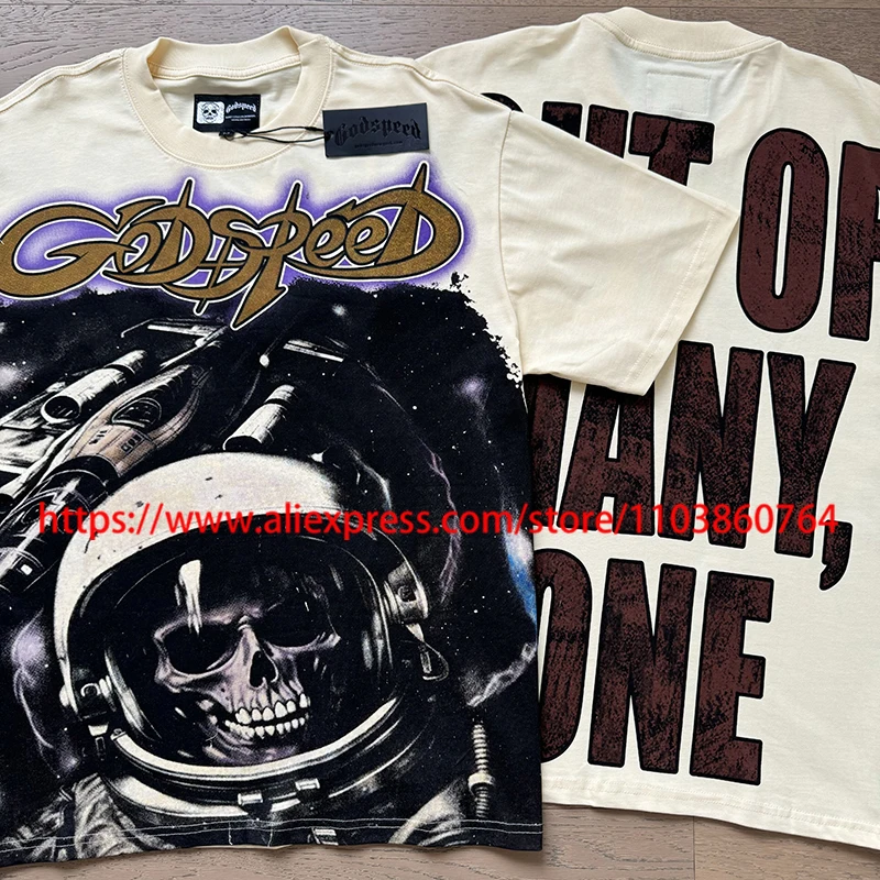 

Fashionable Godspeed T-shirt High Quality Street Hip-hop Skull Print Tops Brand Men's Clothing GOD SPEED Short Sleeve T shirts