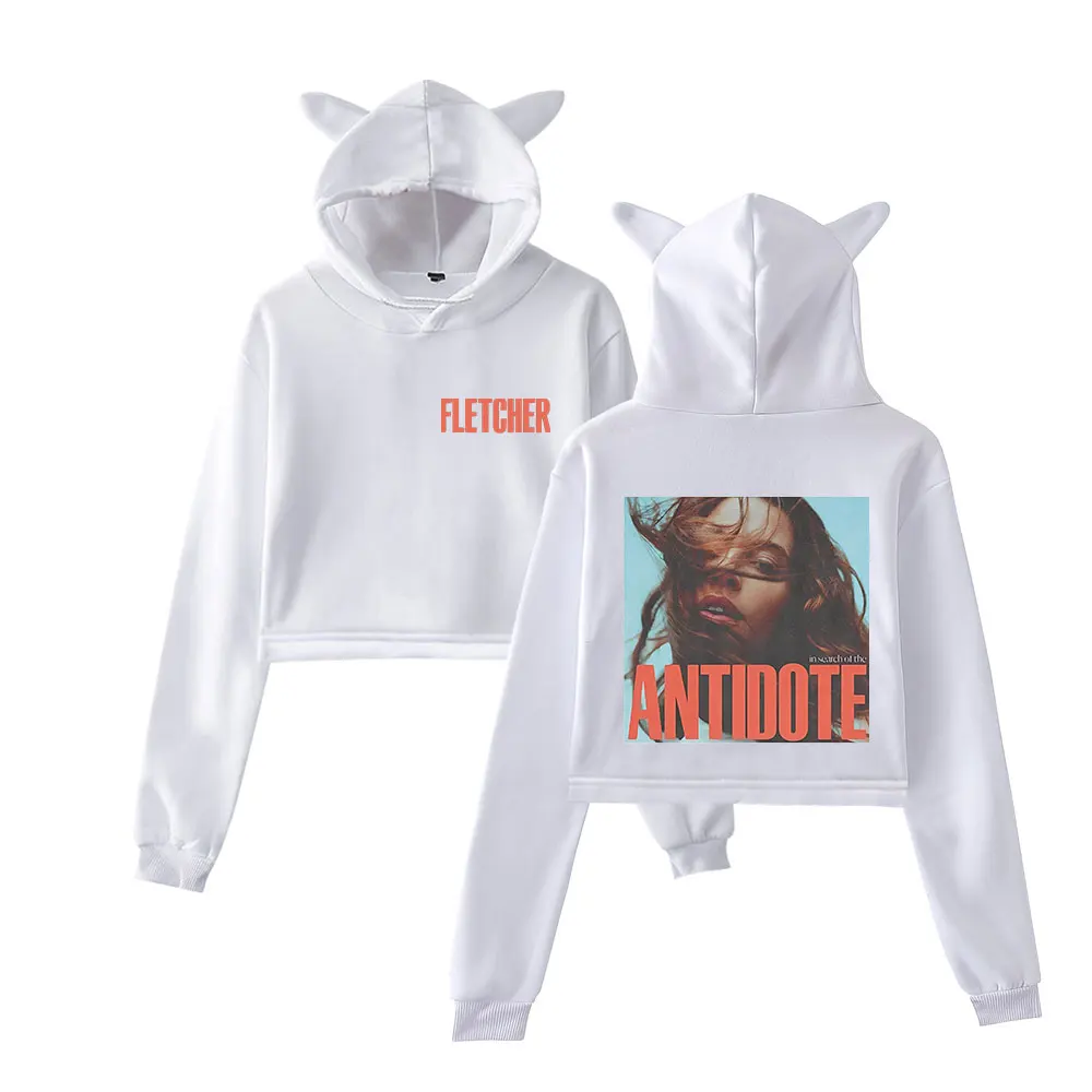 Fletcher In Search Of The Antidote Cat Ear Hoodie Women Long Sleeve Hooded Sweatshirts Casual Streetwear Crop Tops