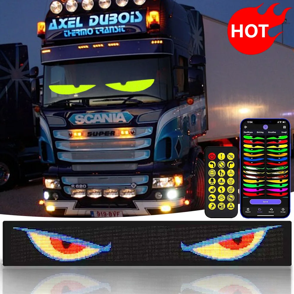 LED Matrix Pixel Panel Truck Eye Bluetooth APP Matrix Pixel Panel Night Light DIY Programmable Flexible For Car Windshield