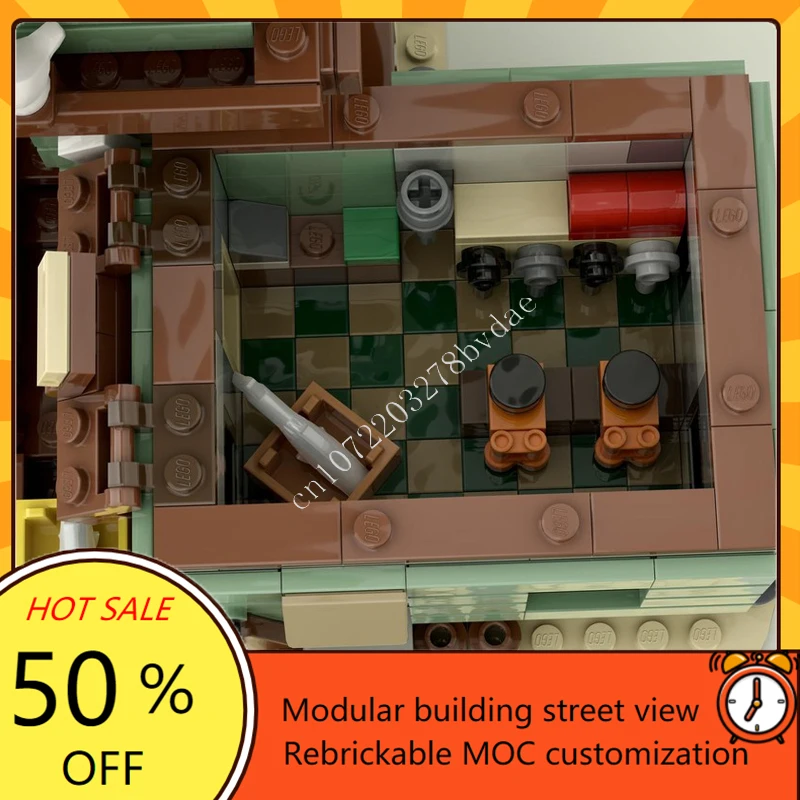 658PCS Micro Fishing Store Modular MOC Creative street view Model Building Blocks Architecture DIY Education Assembly Model Gift