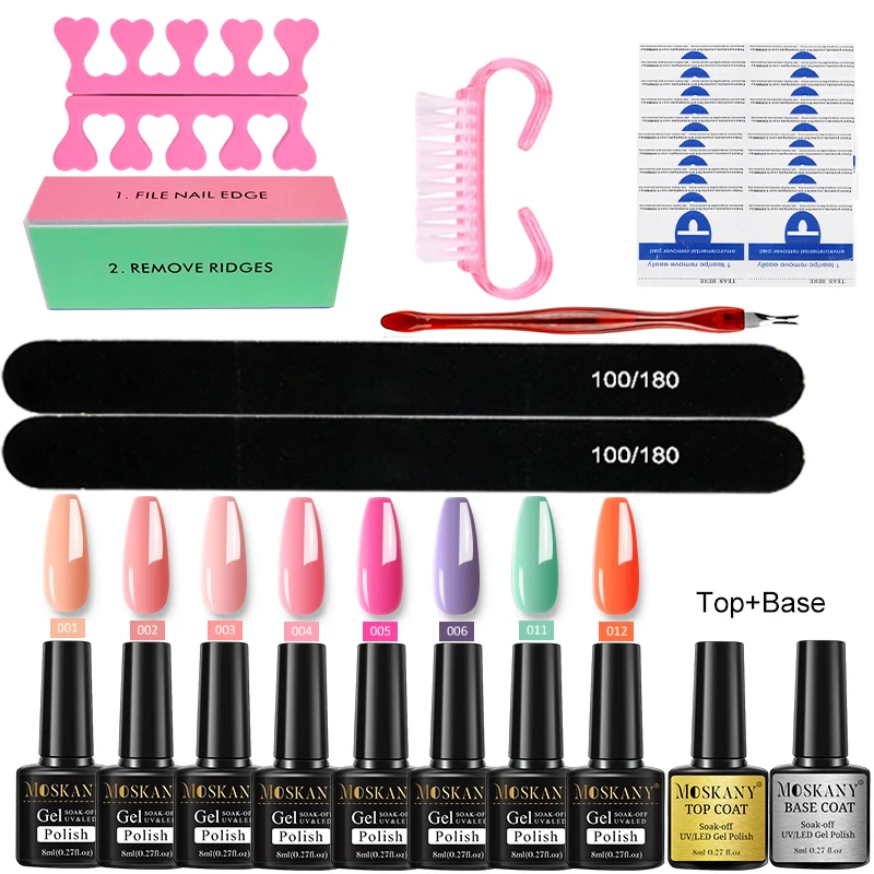 Set di smalti Semi permanenti senza lampada UV per Set di smalti per Gel smalto per ammollo smalto per unghie Base Top Coat per Nail Art