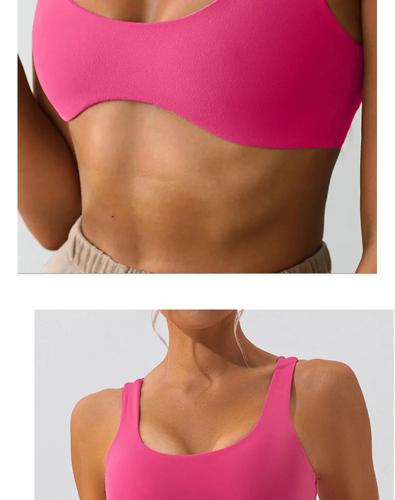 Pmwrun women's LO Bra Yoga Vest Top Nude Fitness Sports Underwear Women's Shock-proof Fixed Cup Running Quick-drying Tight