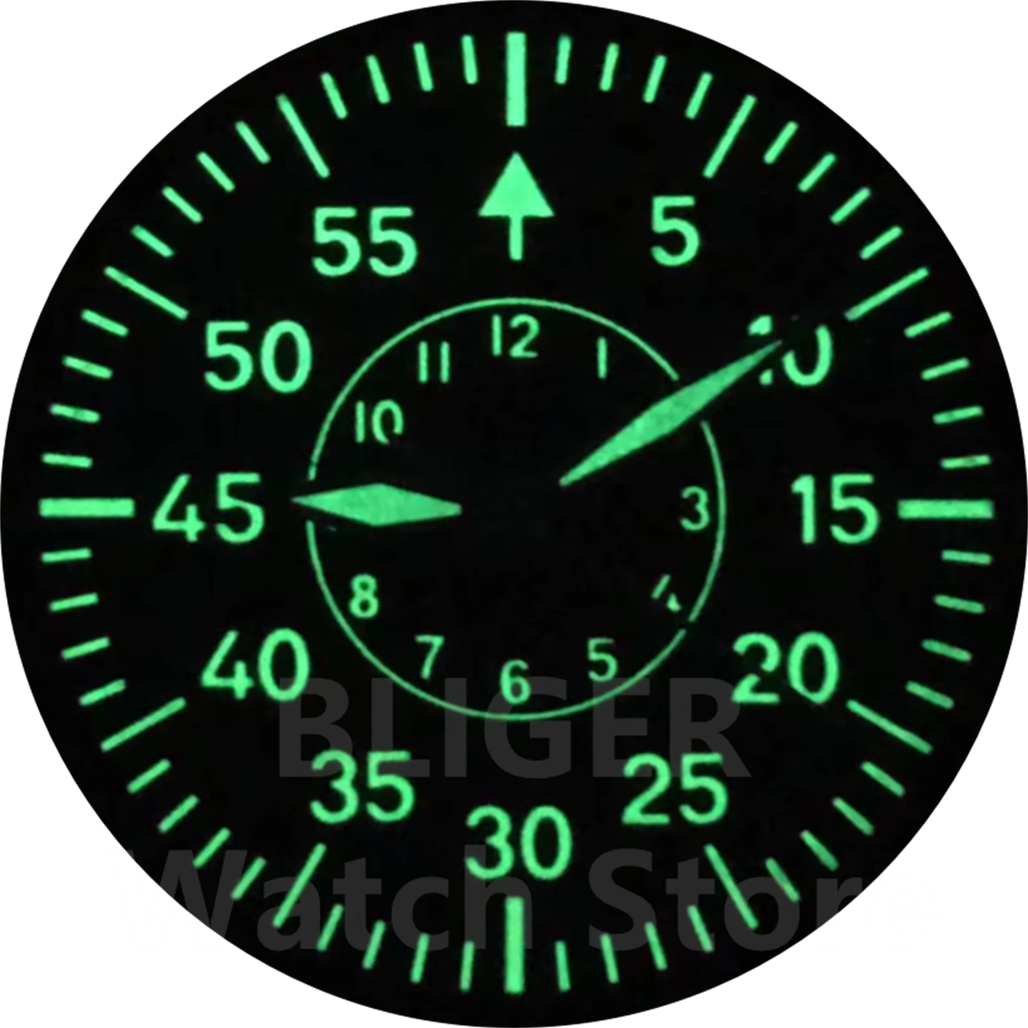 BLIGER 29mm esfera del reloj índice numérico negro verde azul Esfera luminosa completa con manecillas ajuste NH34 NH35 NH36 ETA2824 PT5000 movimiento