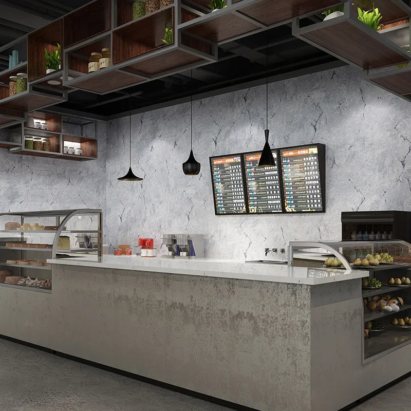 Industrial style plain color solid color wallpaper clothing store online cafe restaurant used cement ash cracked PVC wallpaper