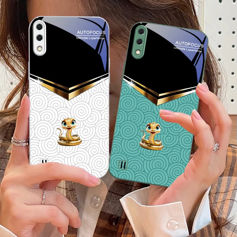 Q-version cute snake baby For Samsung M02 12 Note 8 9 10 20 A 01 A02 A03 Core 04 05 06 10 12 13 14 15 A16 glass Ultra phone case