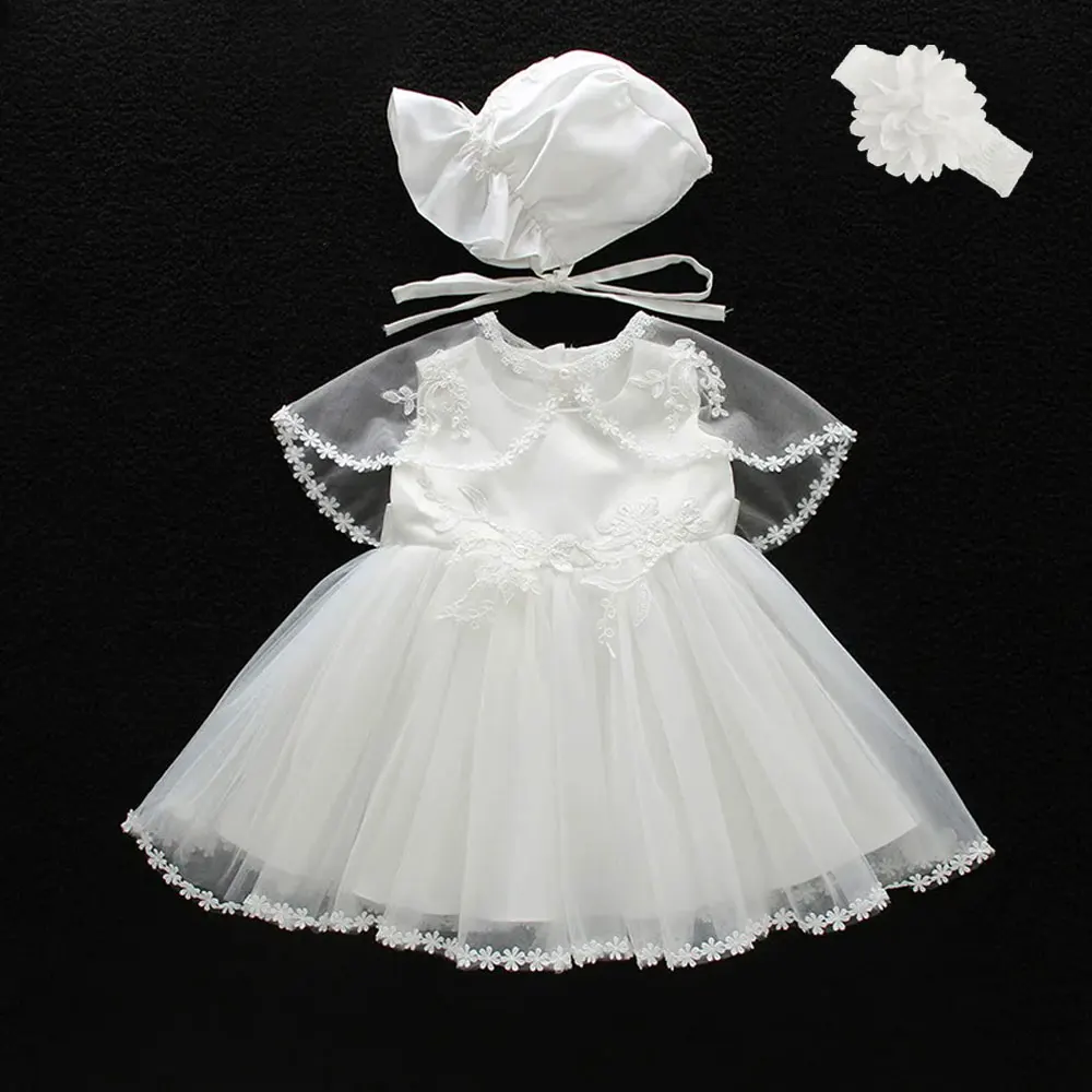 new born baby girls dress white lace wedding party baby dresses ball gown sleeveless girl baptism 1 year vestido infantil 3-24