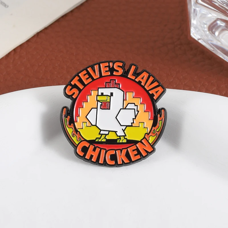 ستيف الحمم الدجاج بكسل الألعاب بروش المينا دبابيس كتلة رمل لعبة شخصية دبابيس شارة التلبيب مجوهرات هدية للأصدقاء #3