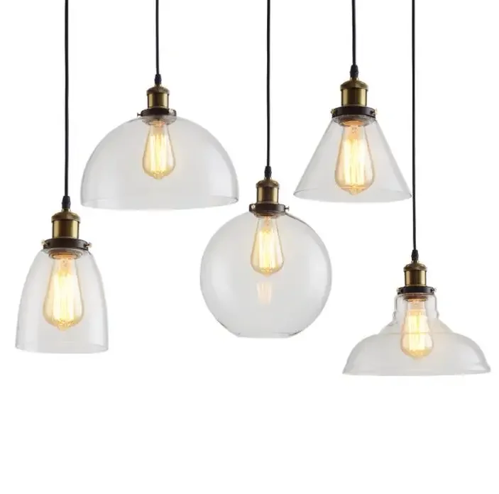 

KGYI Pendant Glass Pendant Lights Lamps Loft Industrial Hang Lamp Smoky Grey Modern Lustre Pendent