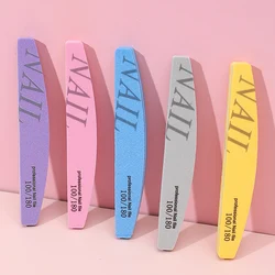 5Pcs/Lot 100/180 Grit Professional Sponge Nail File Washable Sandpaper Sanding Buffer Polish Tool for Nail Salon Many Color