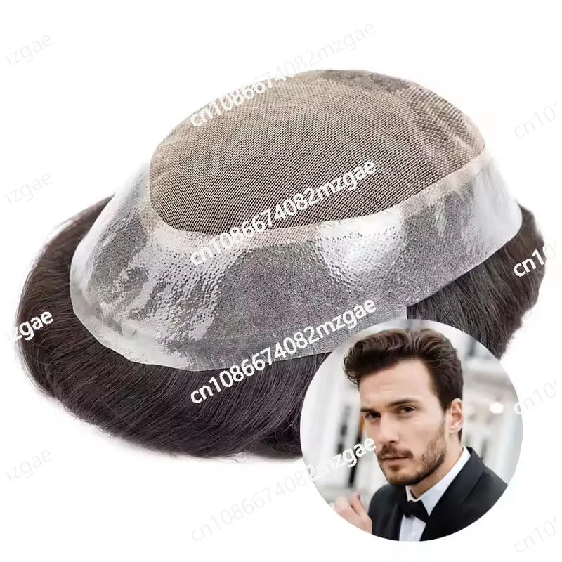 Wig Men's Full Head Hairstyle Full Hand Knitting Hand Hook Full Real Hair Simulation Scalp Hair AUS Real Men's Wig