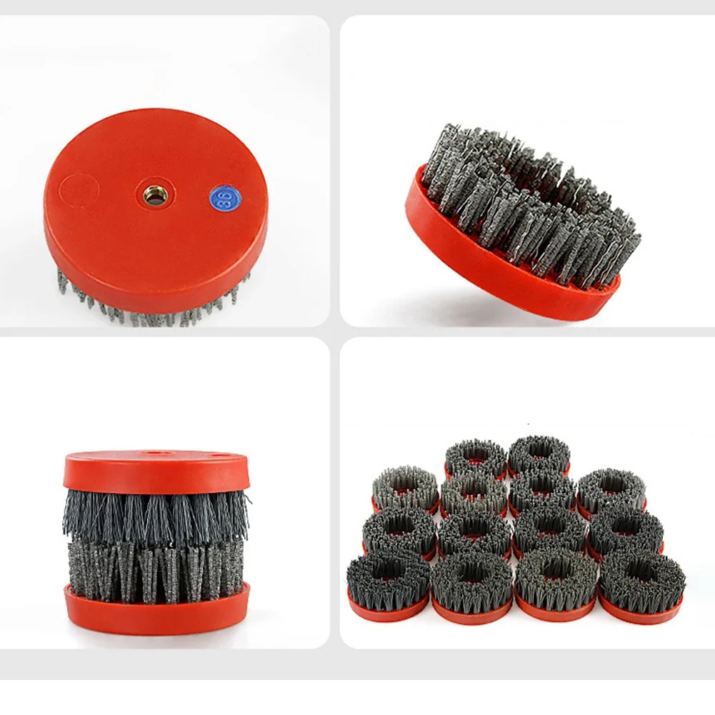 1PC 4Inch Round Antique Abrasive Brush M10 Back-up Thread Nylon Silicon Carbon Grinding Abrasive Brush For Stone Granite Polish