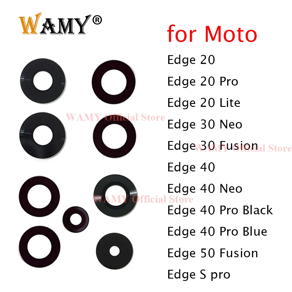 WAMY 1 Set Rear Back Camera Glass Lens Cover Replacement for Motorola Moto Edge 50 40 30 20 S Pro Neo Fusion Lite S30