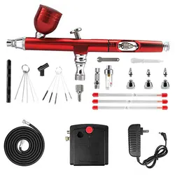 Airbrush and Compressor Kit Dual Action with Push Switch Cleaning Tool 7cc 0.3mm Aerógrafo for Model Cake Painting Nail Ar