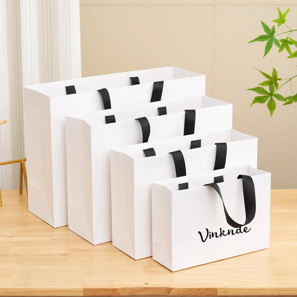 

10/20 упаковок, подарочная большая сумка, горизонтальные бумажные подарочные пакеты с ручками, индивидуальный логотип для дня рождения, свадьбы, вечеринки, подружки невесты, покупки