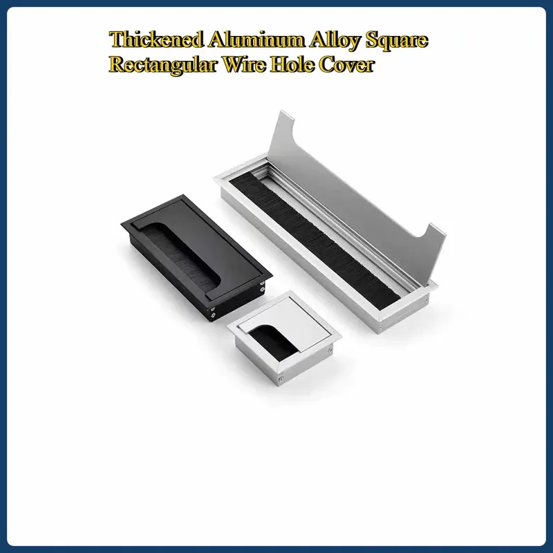 Computer Desk Grommet Plate Thickened Aluminum Alloy Square Rectangular Wire Hole Cover