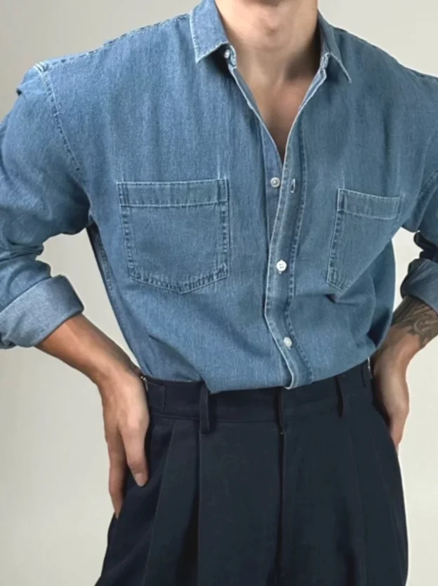 

Мужская джинсовая куртка Waed American Hardman: повседневная, для работы и активного отдыха, свободного кроя, с двойными карманами