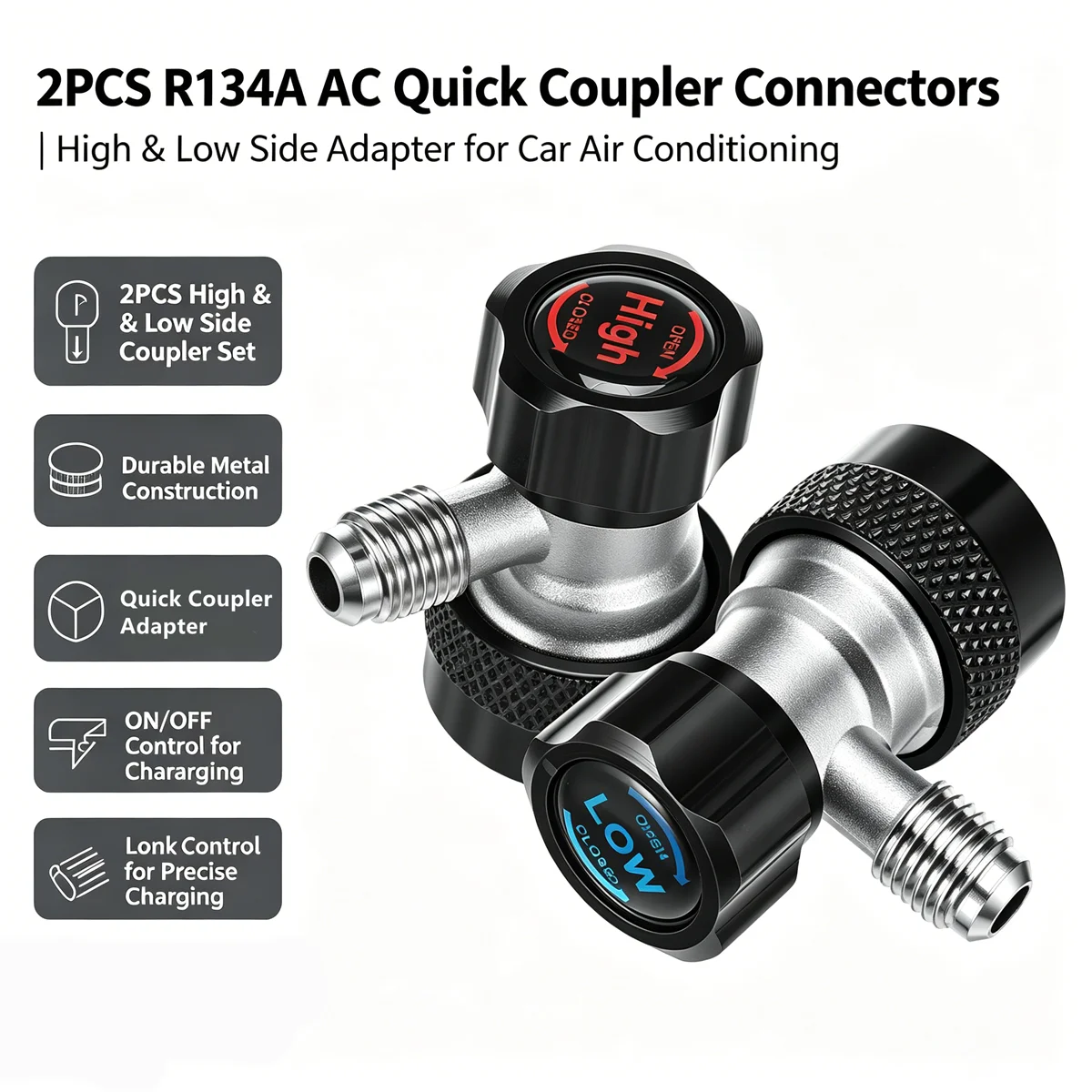 

R134A NEW A/C AC Compressor R-134A Manual Quick Coupler Adapter Air Condition 1/4 SAE Connectors Accessories for Car SUV Air