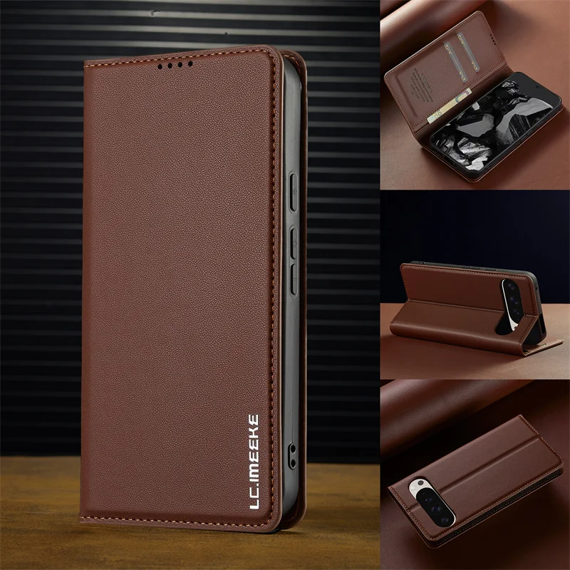 

EUCAGR Magnetic Flip Leather Wallet Phone Case For Google Pixel 9 Pro XL 8 8A 8Pro 7 7Pro 7A Wallet Card Slot Cover Phone Case