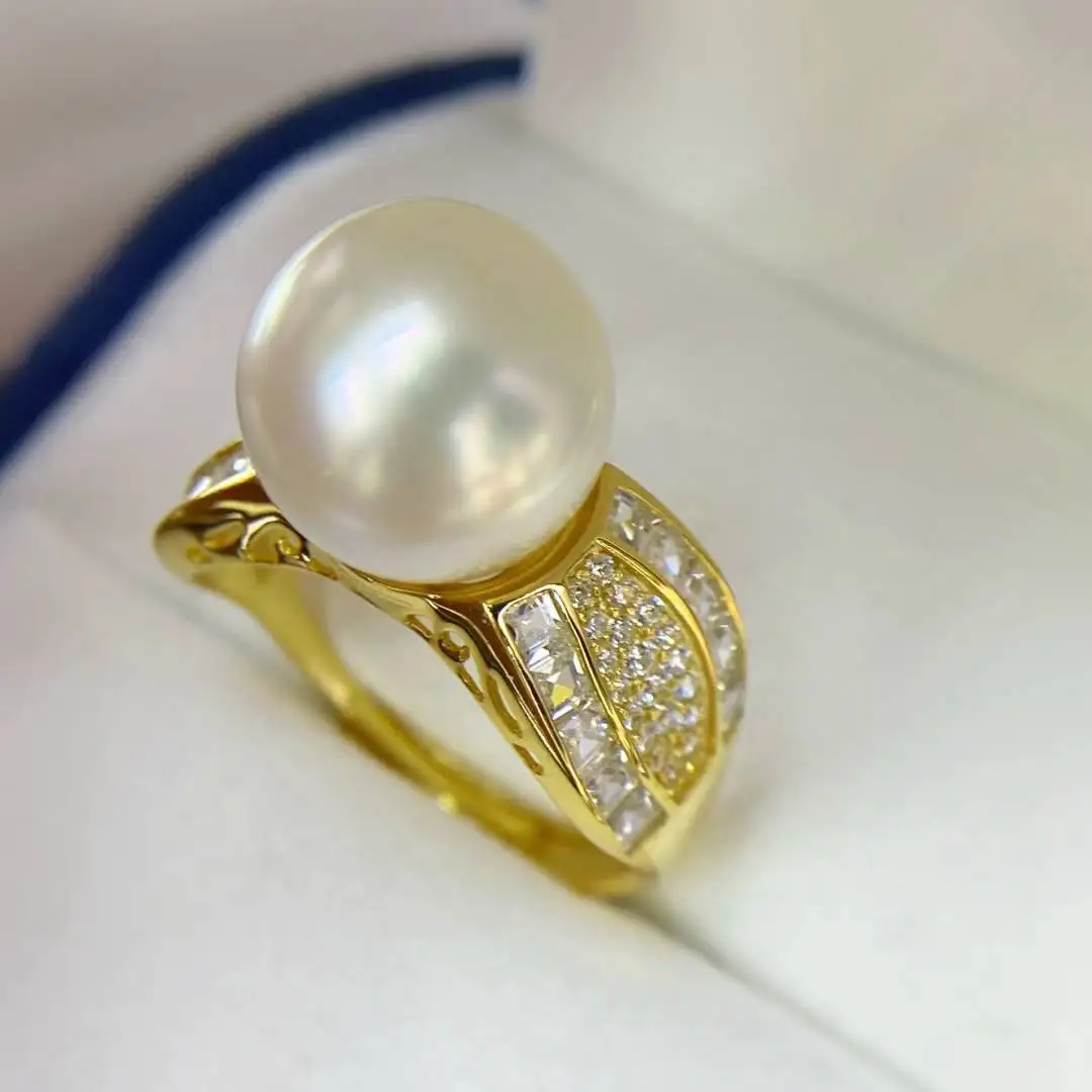 

Регулируемое кольцо из стерлингового серебра S925, настройки, фурнитура, крепления, аксессуары, детали, фитинги для жемчуга 11-12 мм, 5 шт./лот