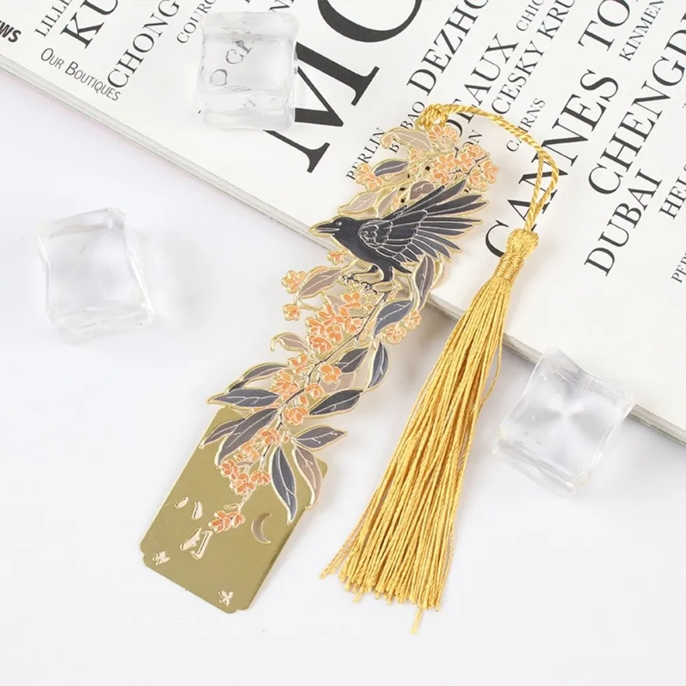 Hollow Metal Plants Bookmark Exquisite Oil Painting Style Reading Stationery Flower & Birds Rectangular Reading Book Tools
