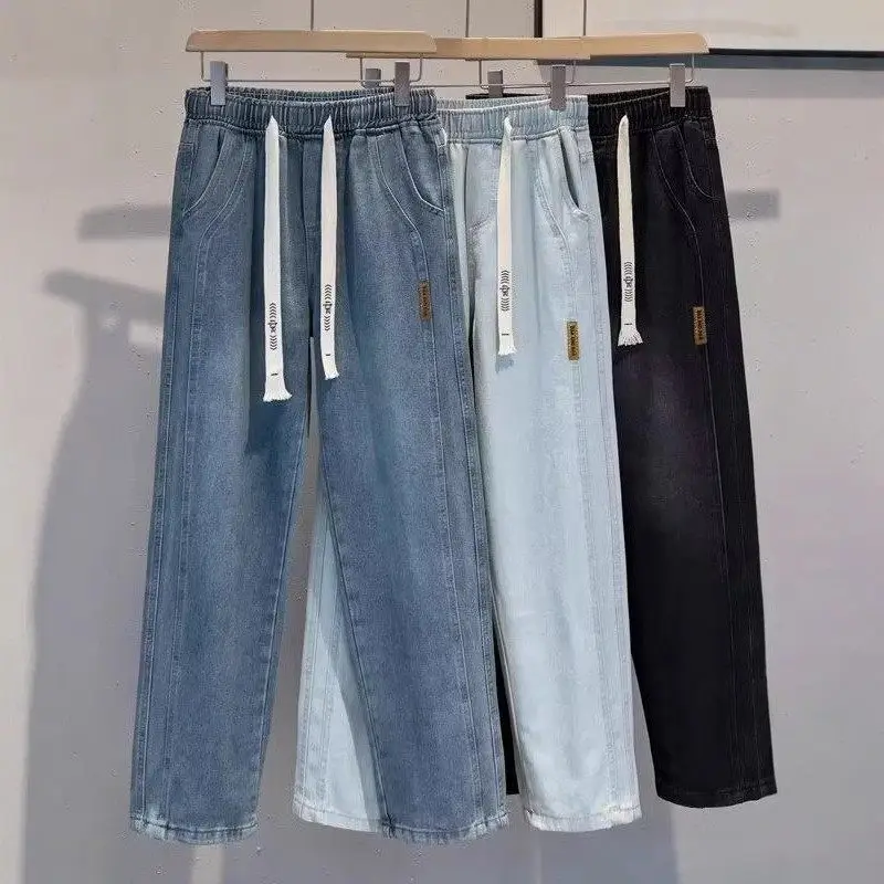 

Faionable Classic Sle Men's Jeans Casual Straight Leg Wide Leg High Street Spring Autumn Low Waist Dstring Summer