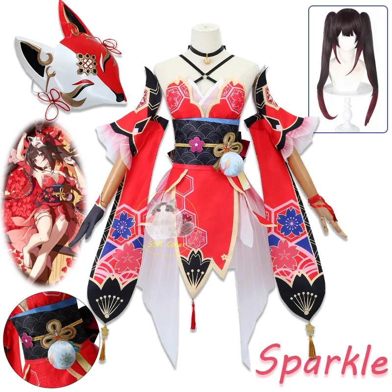 Honkai Star Rail Sparkle Cosplay Kostuum Full Set Masker Pruik Vrouwen Rollenspel Outfit Halloween Carnaval Jurk Voor Honkai Star Rail