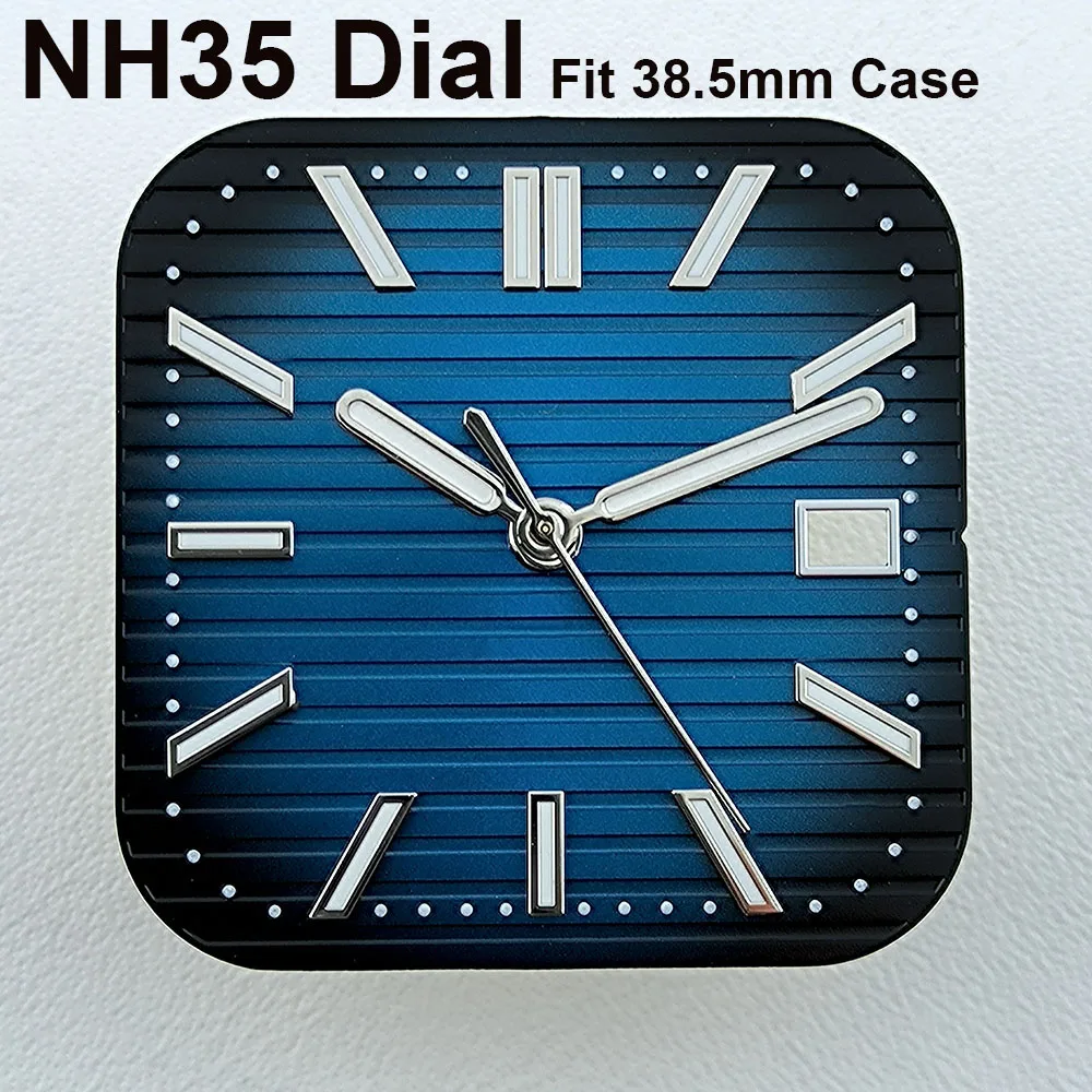 NH35 square dial Watch dial Custom logo Green Luminous men's watch dial fit N H35 movement watch accessories