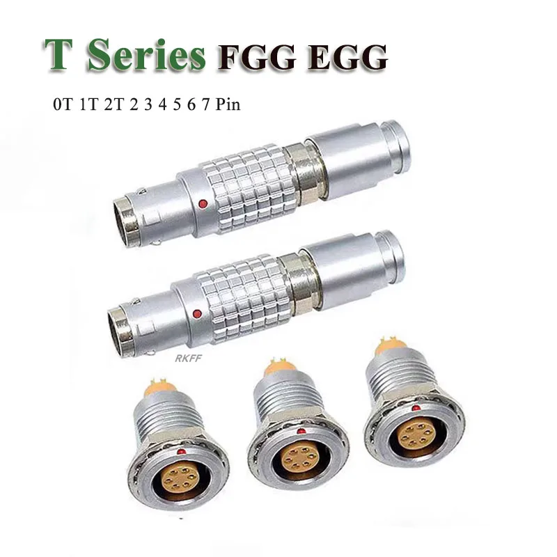 Compatible LEMO T Series FGG EGG Aviation Plug 0T 1T 2T 2 3 4 5 6 7 Pin Metal Circular Connector Push-pull Self-locking Socket