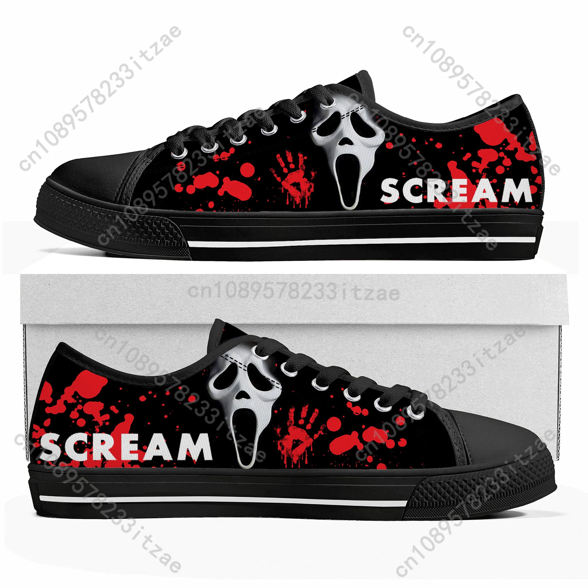 

Scream Movie billy Loomis Halloween Low Top Sneakers Mens Womens Teenager Canvas Sneaker Casual Custom Made Shoes Customize Shoe