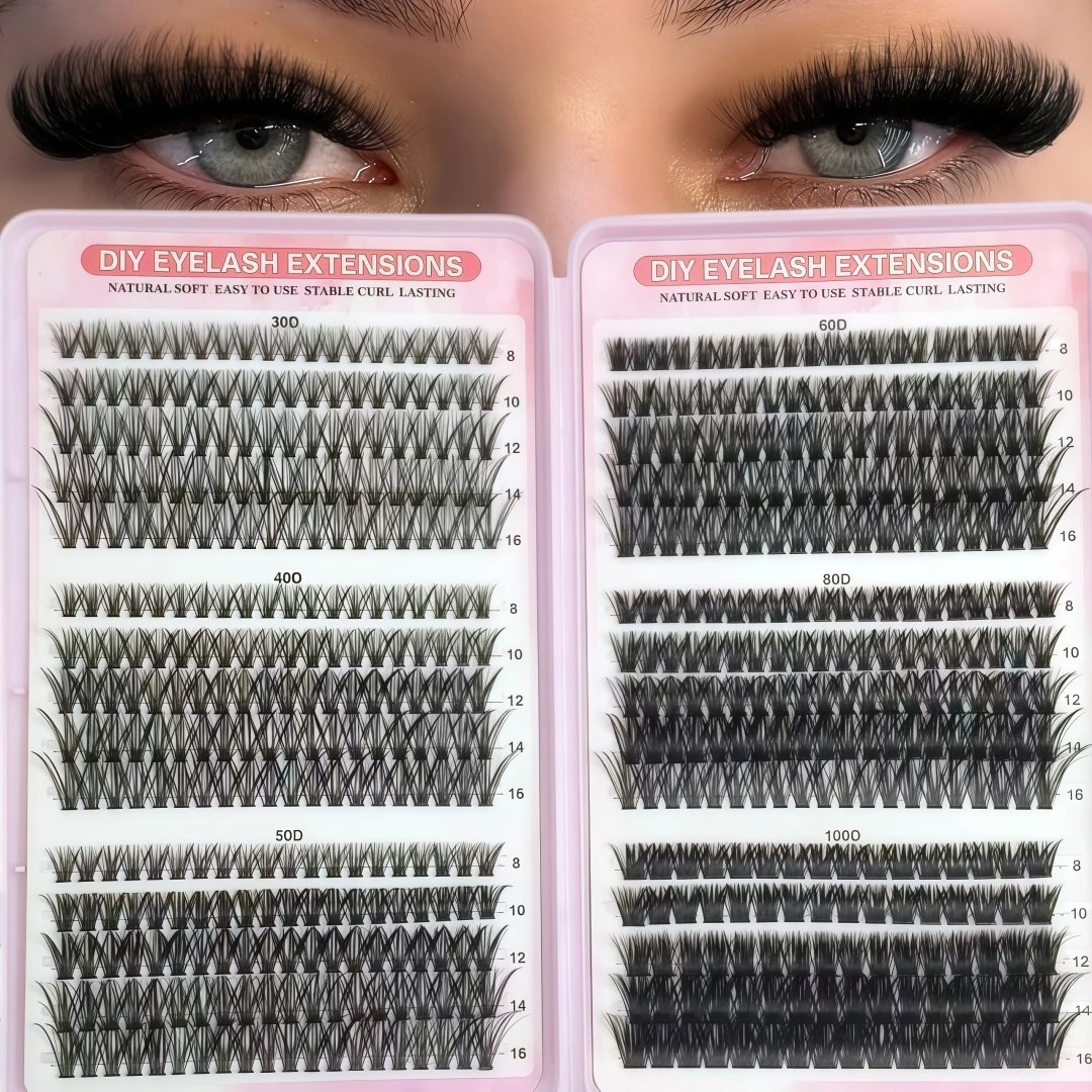 30 Rows 30D-100D Dense Individual Cluster Lash Extensions, Soft Segmented DIY Lash Book, False Eyelashes for Daily Casual Eye Ma