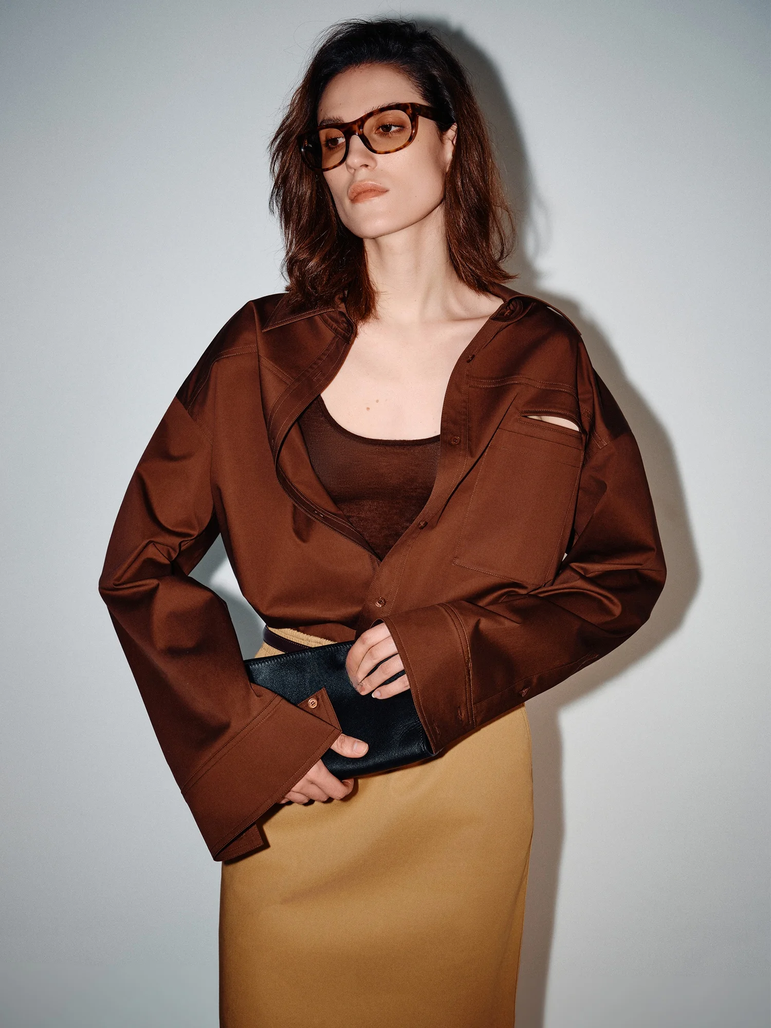 

DMON Oversize irt Luxury Feel Iron-Free Cotton Long Sve Stand Collar Men's irt Sli Boyfriend Sle Spring 2026