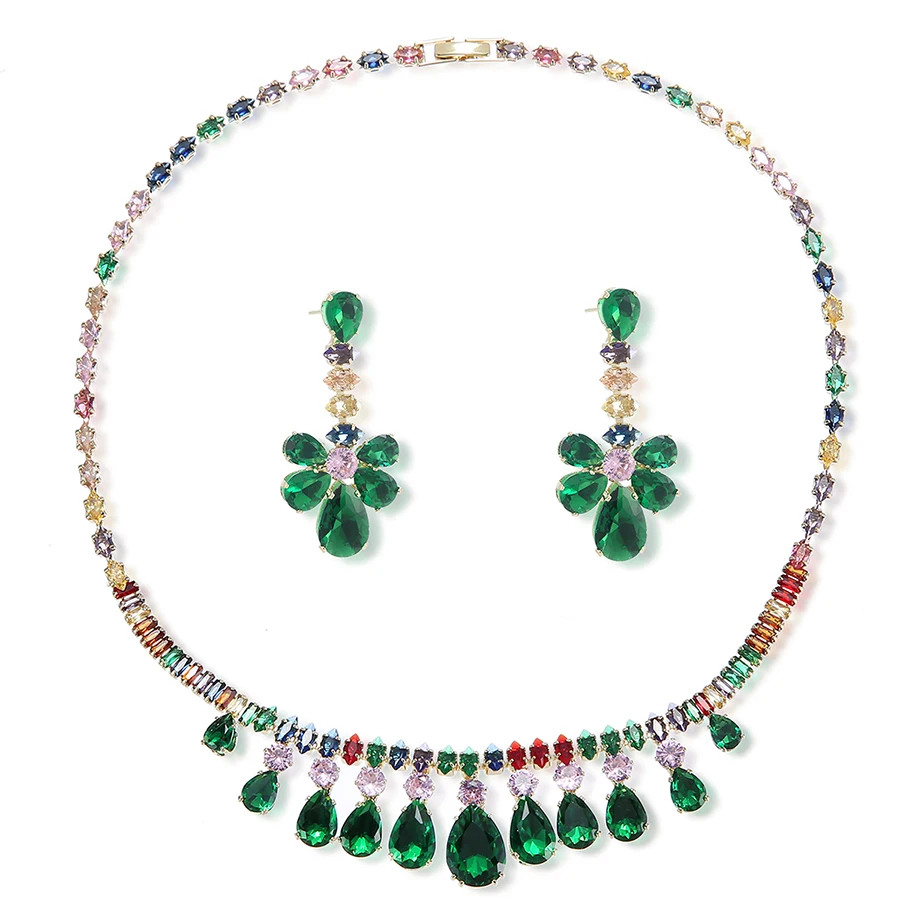 

FARLENA Luxury Real Gold Plated CZ Jewelry Sets for Women Elegant Women's Necklace and Earring Set Accessoires Femme Indian