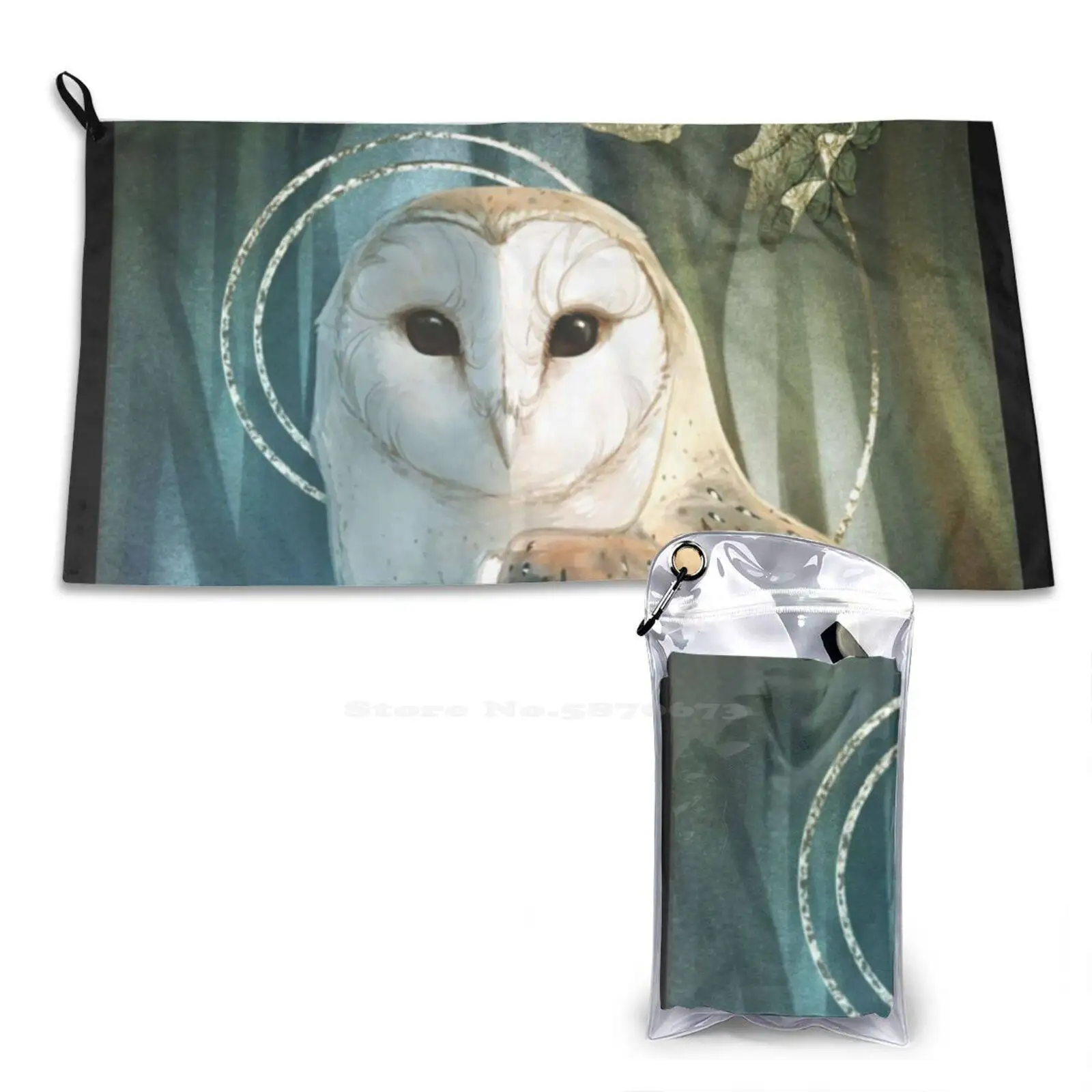 December Owl Soft Towel Quick Dry Beach Towel Rapace Night Owl Barnowl Ghost White Lady Bubo Alba Oak Silver