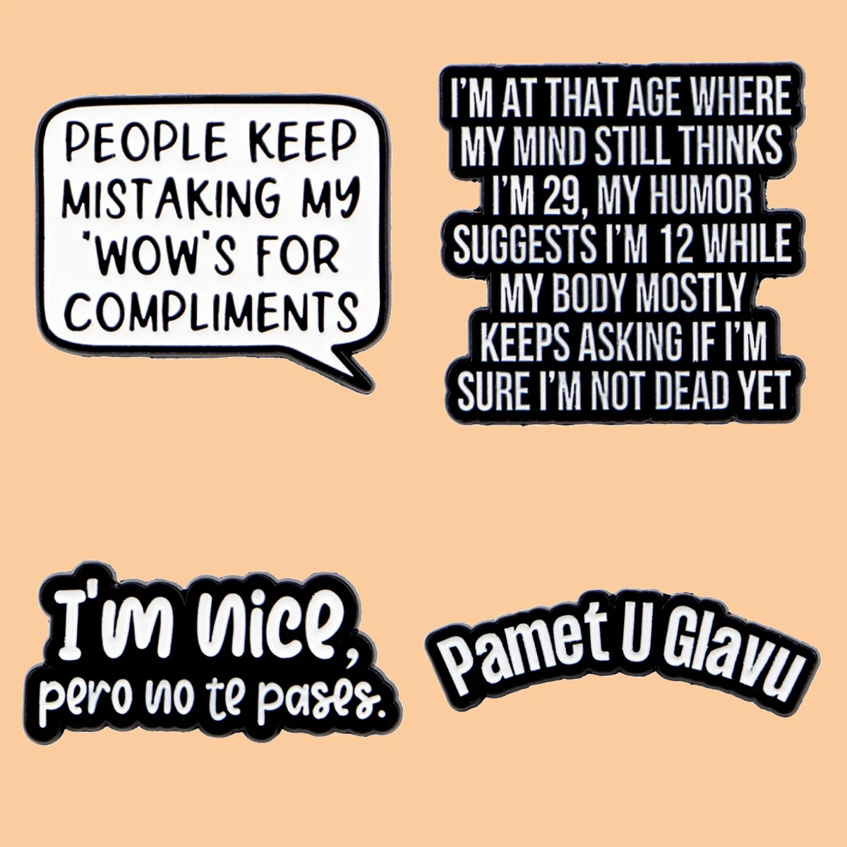 

"I'm Nice Pero No Te Pases" Spanish Quote Enamel Pin Lapel Pins Badges on Backpack Hat Fashion Jewelry Accessories Gifts
