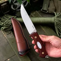 AUS-8 Steel Fixed Blade Knife Embedded White Shell Sandalwood Handle Hunting Tool Outdoor Camping Survival Tactical Knifes