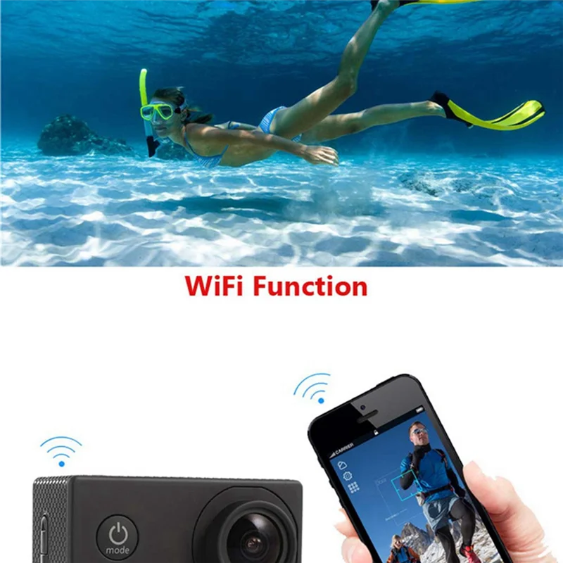 B24B Motion Camera, 4K HD Camera Wifi Diving Sports Camera DV Waterproof Outdoor Underwater Camera