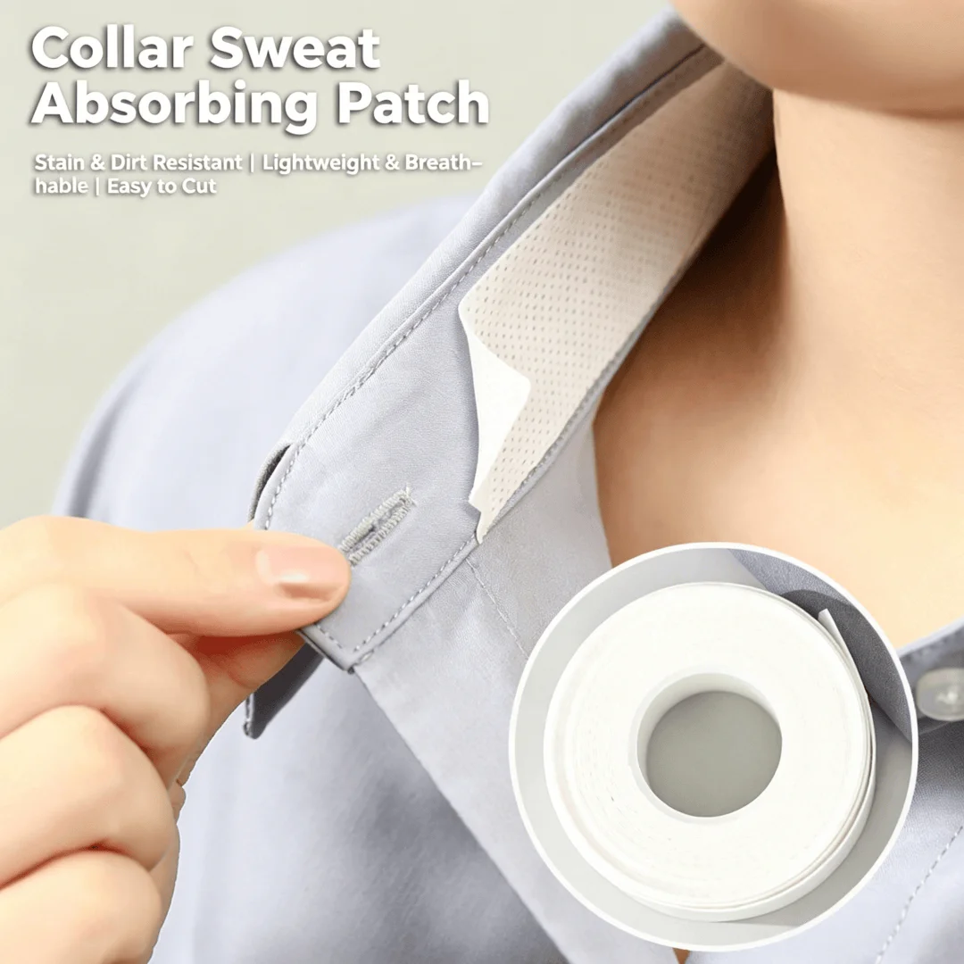 8M Hat Shirt Collar Anti-dirty Grime Protector Fixing Sticker Self-adhesive Disposable Tape Rolled Sweat-absorbent Tape