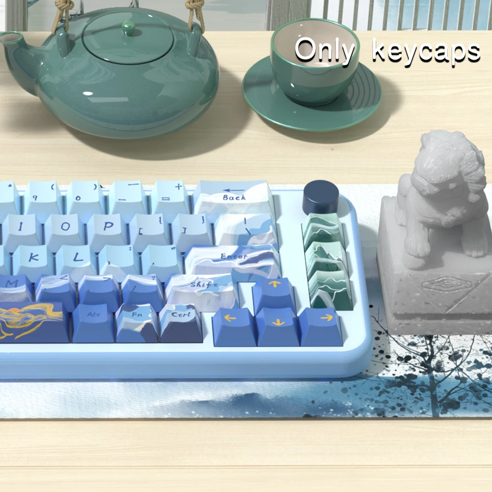 Imagem -04 - Lake Mountain Temáticos Keycaps Altura de Fábrica Original Estilo Chinês Antigo Compatível rk Vgn Mecânica Key Cap 75 8498