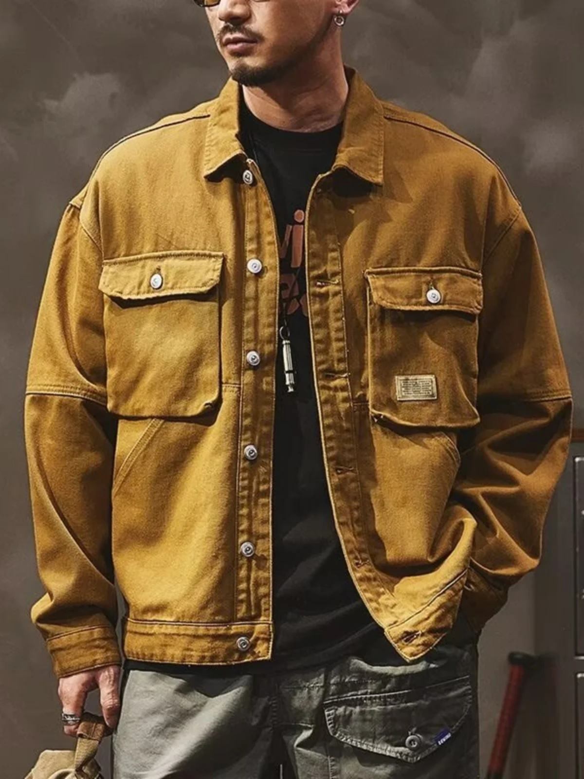 

Американский тяжелый джинсовый джинсовый джинт в стиле ретро, мужской весенне-осенний новый свободный универсальный крутой охотничий спецодежда для мальчиков