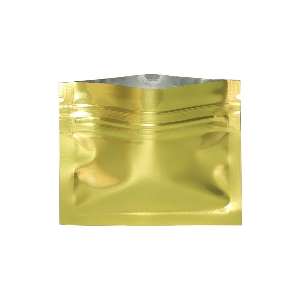 

Gold Colored 7.5x6.3cm Resealable Zip Lock Package Mylar Foil Pouch For Food Powder Tea Sample Wrapping Aluminum Foil Zipper Bag