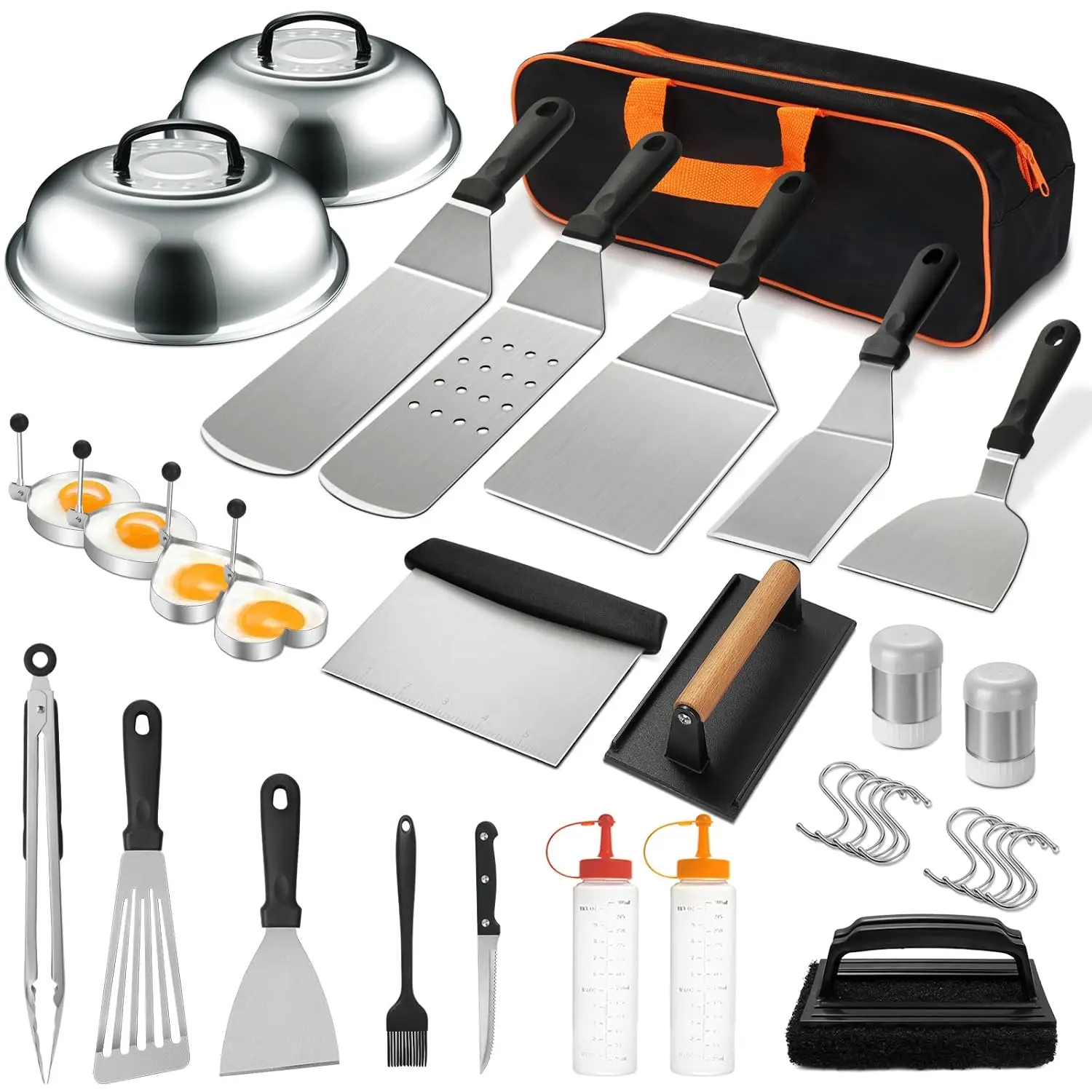

35PCS Griddle Accessories Kit for Blackstone & Camp Chef, Includes Spatulas, Scraper, Basting Cover