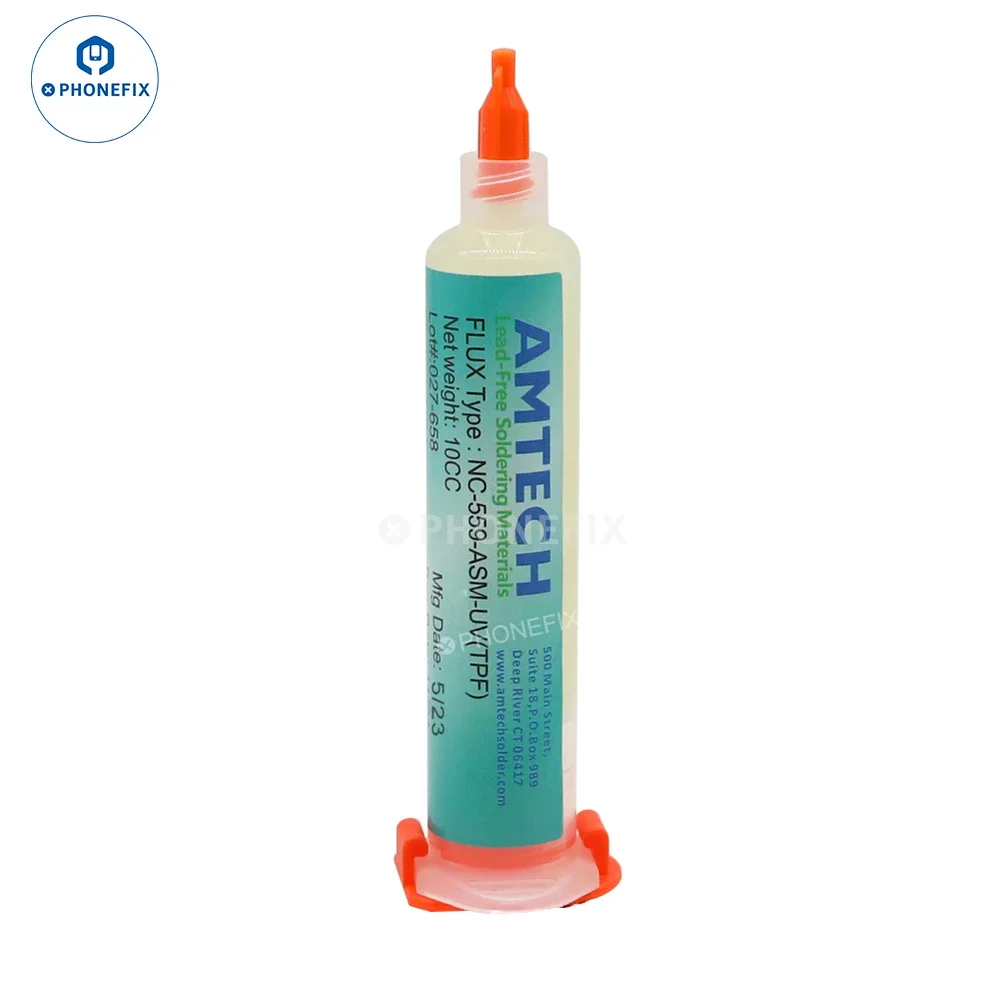 NC-559-ASM 10cc BGA No-Clean Solder Flux Paste for SMT Reballing Solder Paste Welding Oil Flux Grease With Flexible Tip Syringe