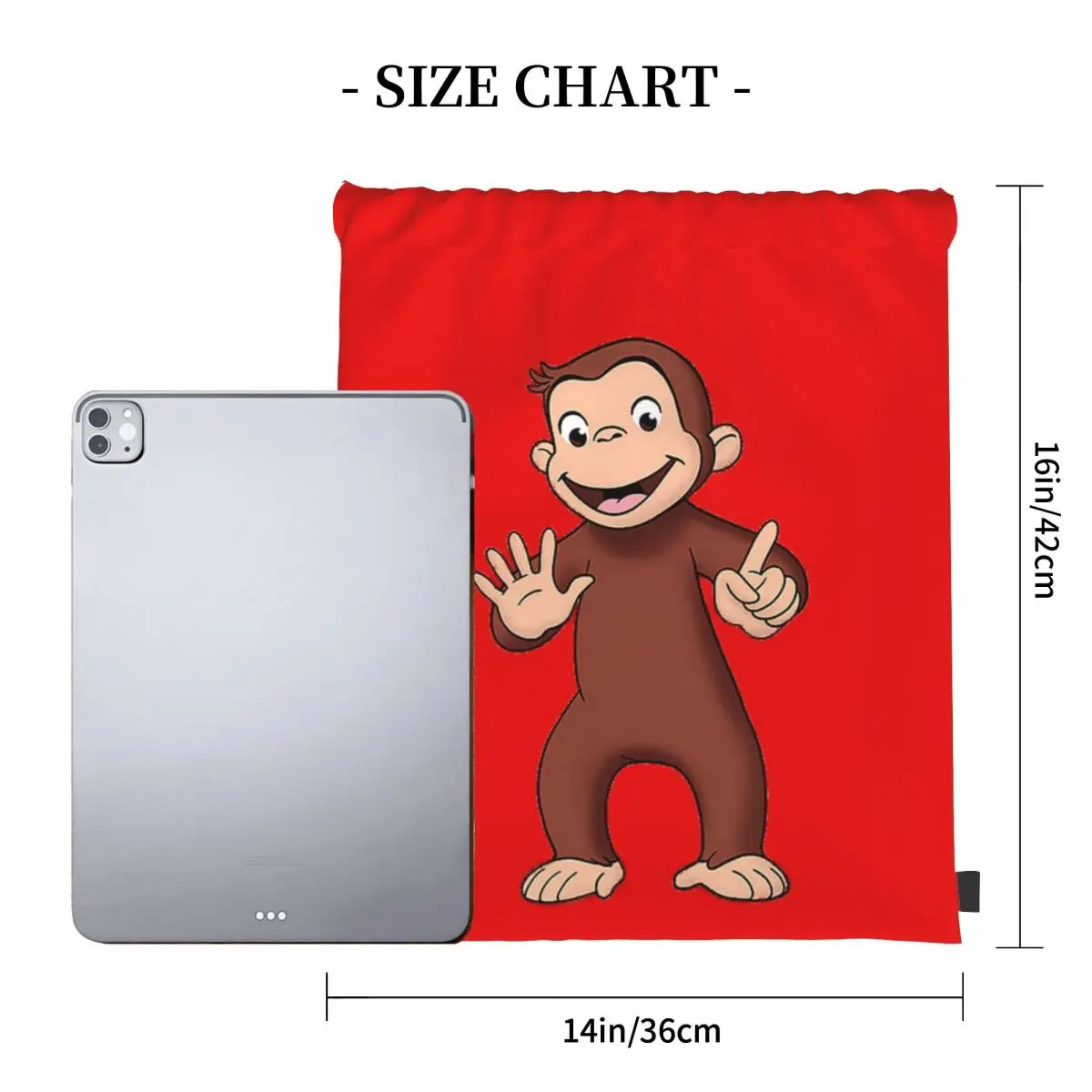 Curious George Backpacks Casual Portable Drawstring Bundle Pocket Storage Bag Book Bags For Man Woman Students