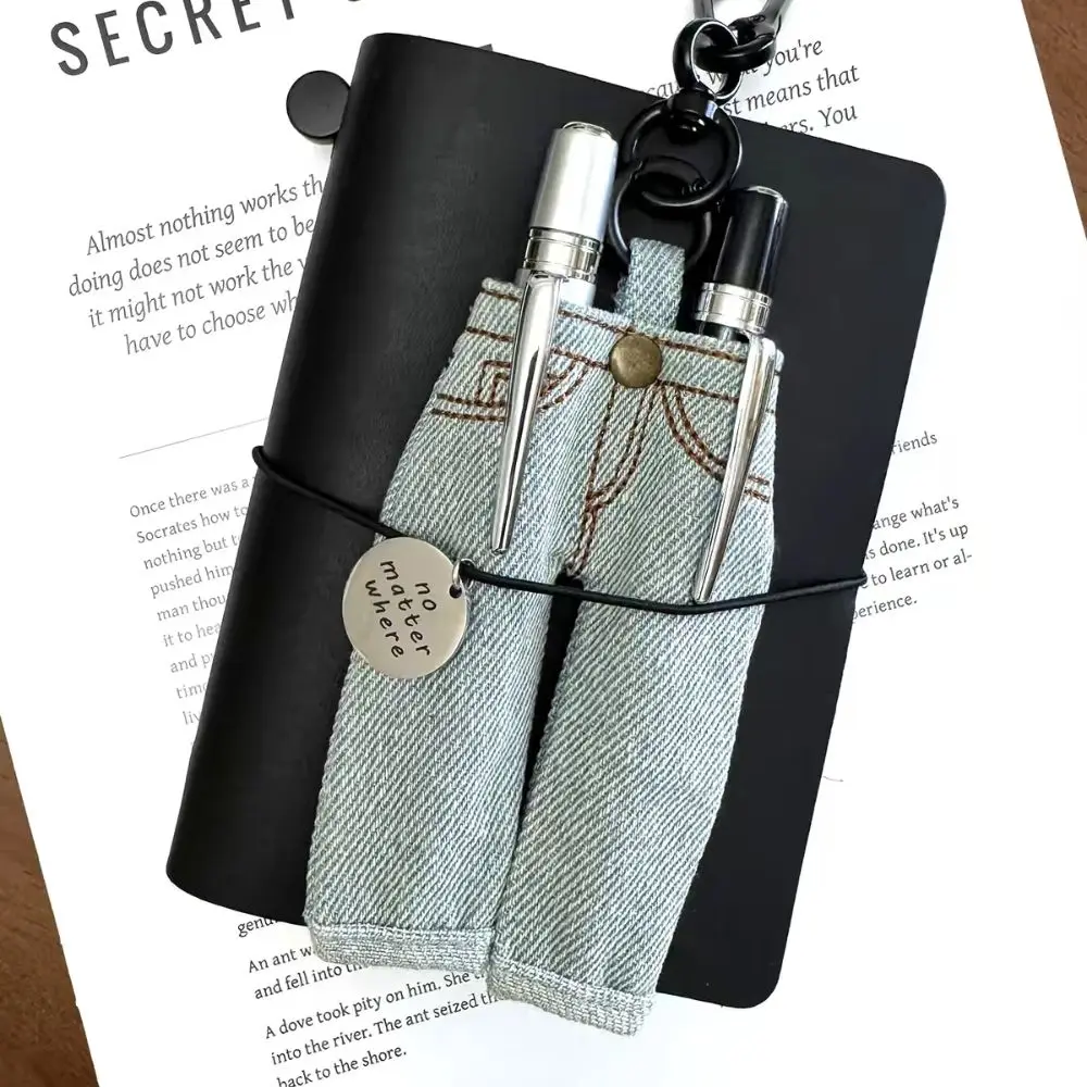 Pocket Pen Organizer Denim Pen Holder Denim Vintage Style Pencil Holder Charm Jean Pants Elastic Strap Planner Clip