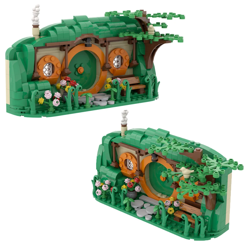 

MOC Hobbit Hole Building Kit, Mini Bag Movie Architecture Model , Desktop Ornament & Collector's Model