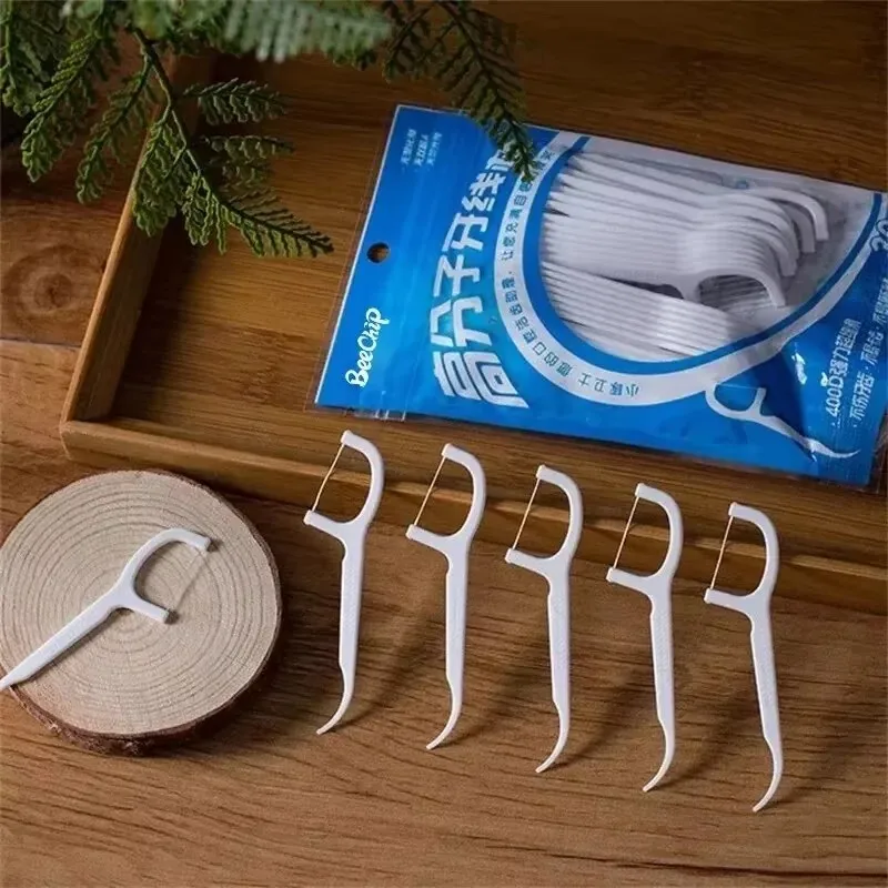 100-600Pcs White Dental Floss Pick Tooth Cleaner Sticks Oral Hygiene Care Teeth Interdental Cleaning Flosser Toothpick Tools