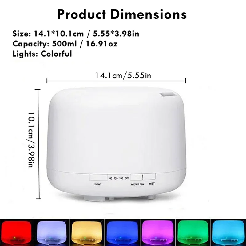500ML Air Humidifier Essential Oil Diffuser Aroma Diffuser With Colorful Night Lights USB Humidifier Mini-Size Humidifier image 5