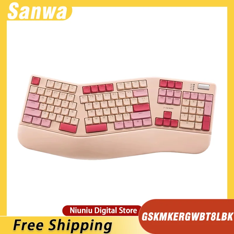 

SANWA Split Mechanical Keyboard Three Mode Ergonomic Wireless Bluetooth Custom Computer Universal Wrist Rest Keycap Set With Pad