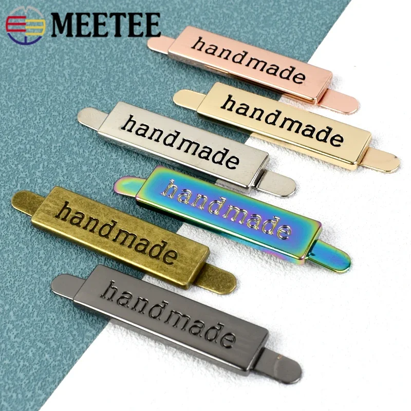 5/10/20Pcs Meetee 36*10mm Metal Bag Labels Handmade Tag Custom Label for Clothes Purse Handcraft Tags Decorative DIY Accessories